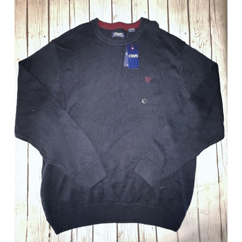 Chaps Sweater Men 3XLT Blue Big & Tall Cotton Crew Neck Pullover NWT